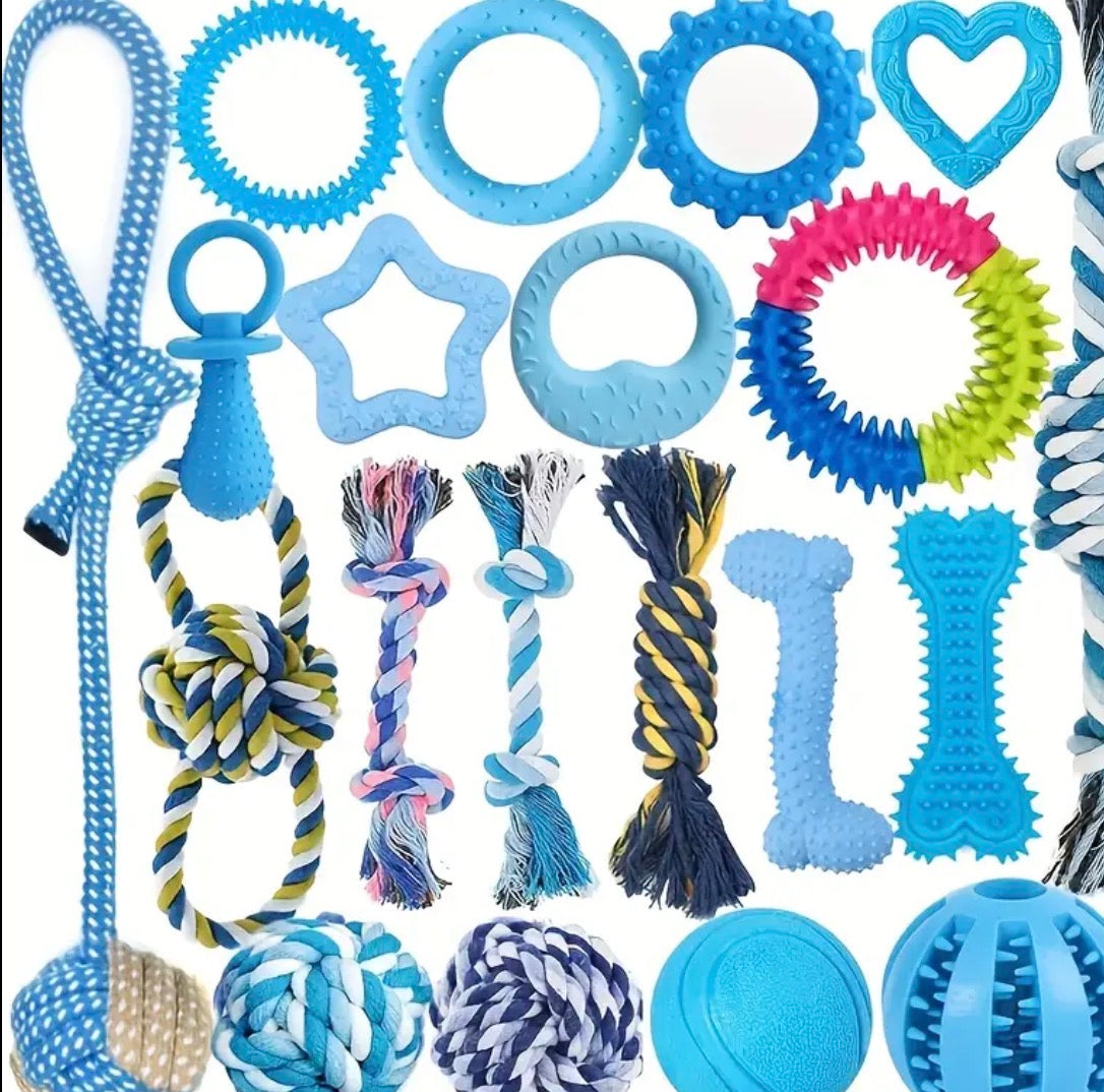 Dog Chew Toy Pack for Teething, Entertainment, and Interaction – Knots, Rope Balls, and Spiky Rings – Perfect Gift for Small Dogs