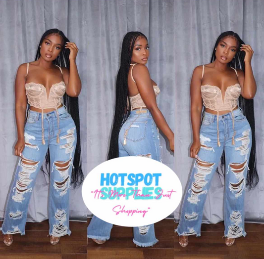 High waist Damaged Jeans