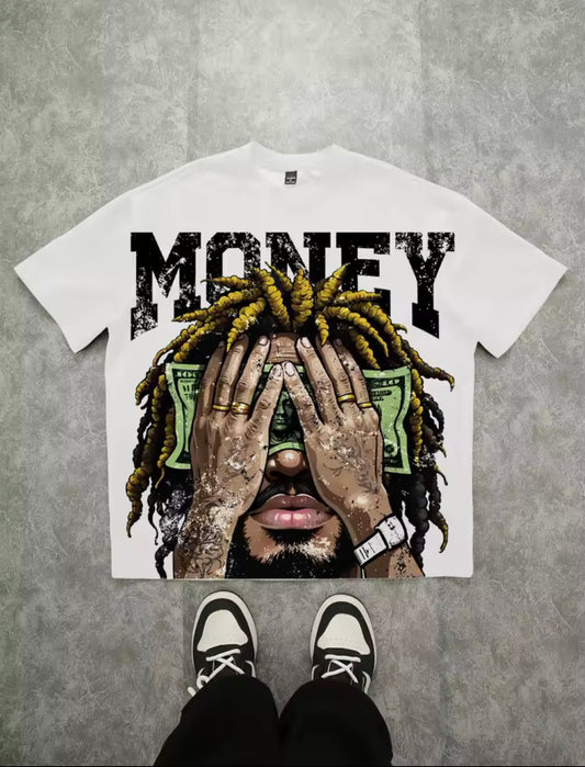 Oversized Street Hip Hop Cash Money Portrait Graphic Cropped TEE
