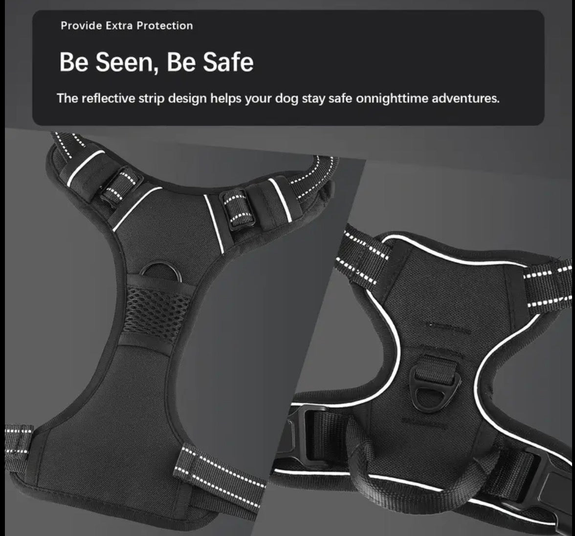 3pcs Escape-Proof Dog Harness & Leash & Poop Bag Dispenser Set,Adjustable, Soft, Comfortable, Breathable Dog Vest,Night reflex, suitable for medium and large dogs walking