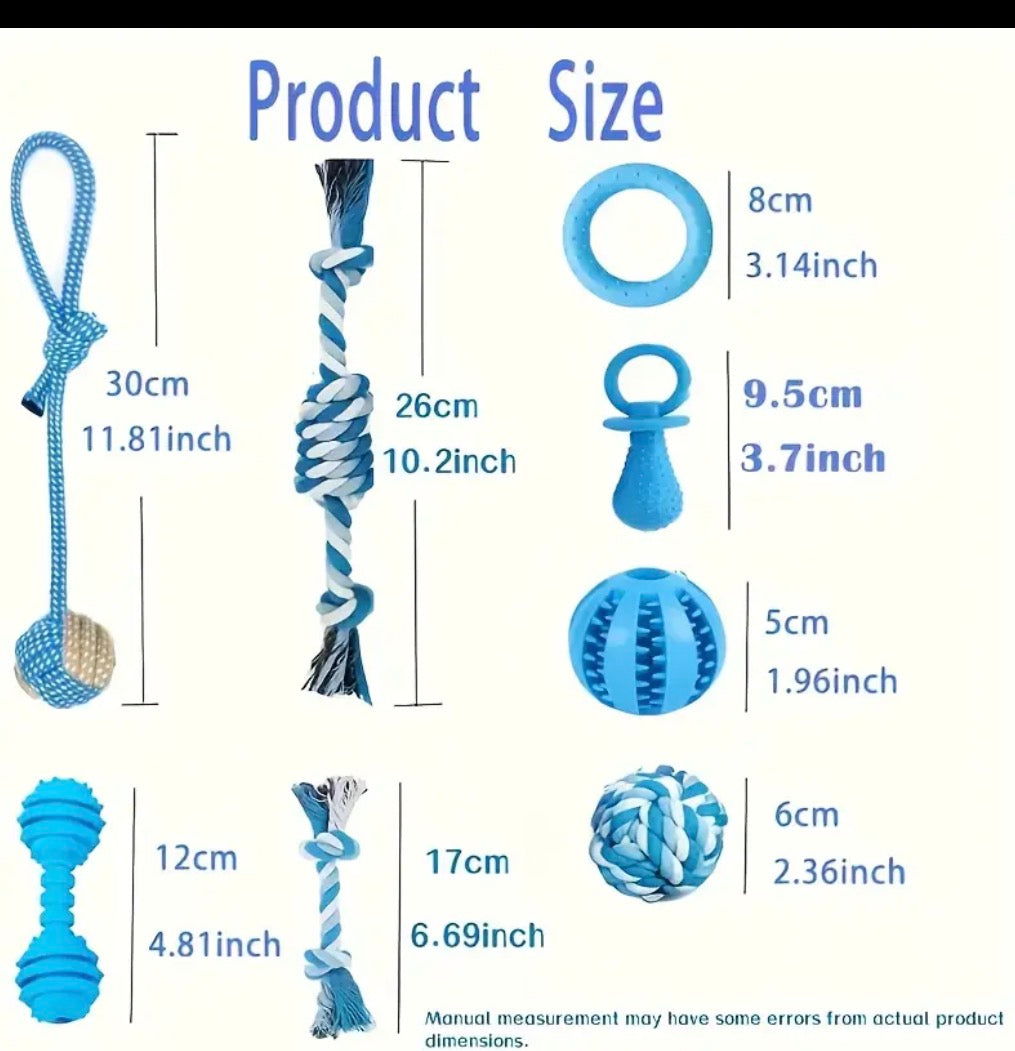 Dog Chew Toy Pack for Teething, Entertainment, and Interaction – Knots, Rope Balls, and Spiky Rings – Perfect Gift for Small Dogs